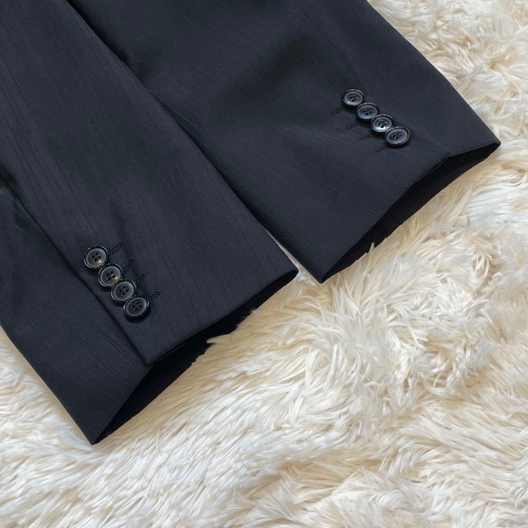 HUGO BOSS シングルスーツ 黒 セットアップ メンズ ストライプ