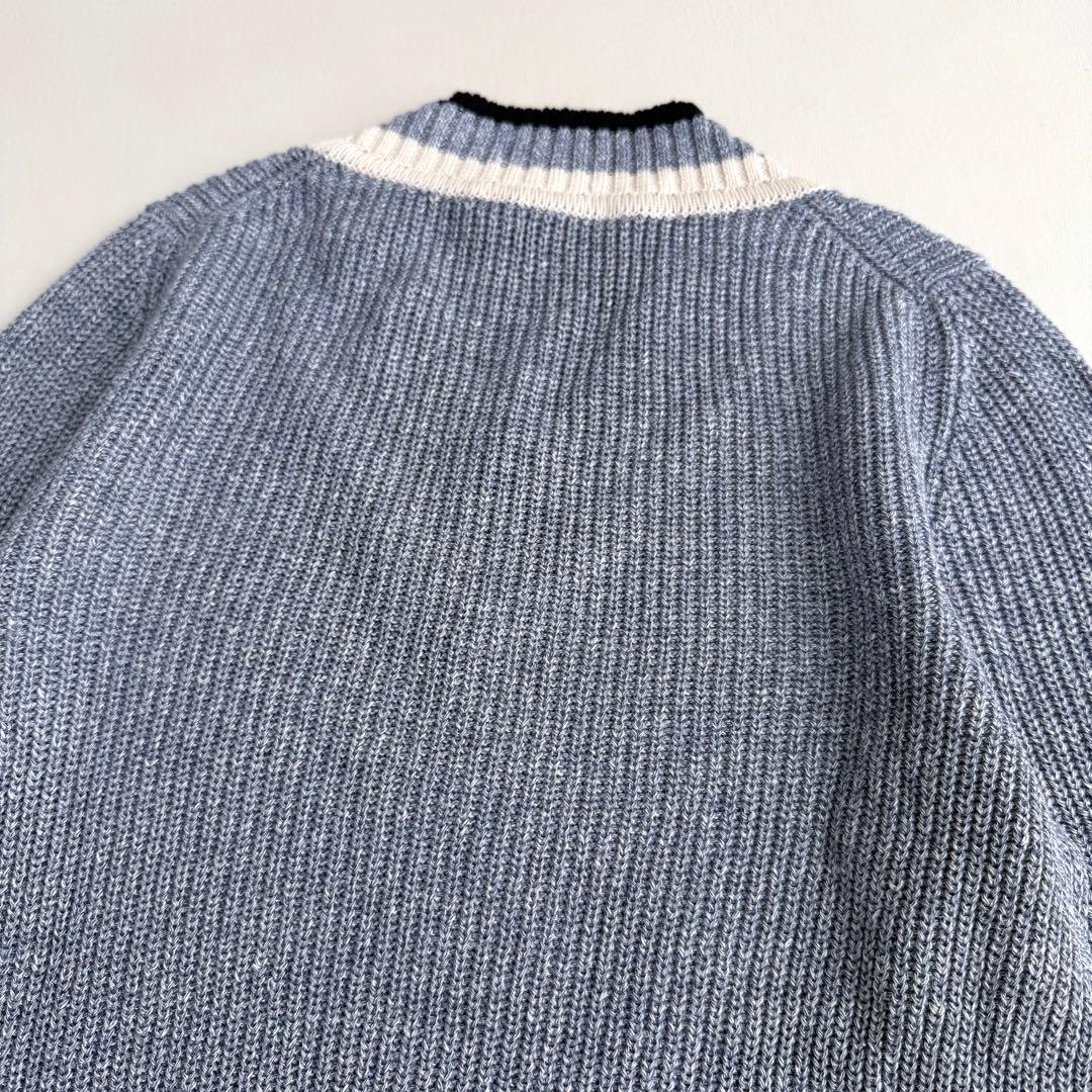 新品タグ付き✨グランサッソ✨Vネックリネンセーター（M）ブルー　イタリア製