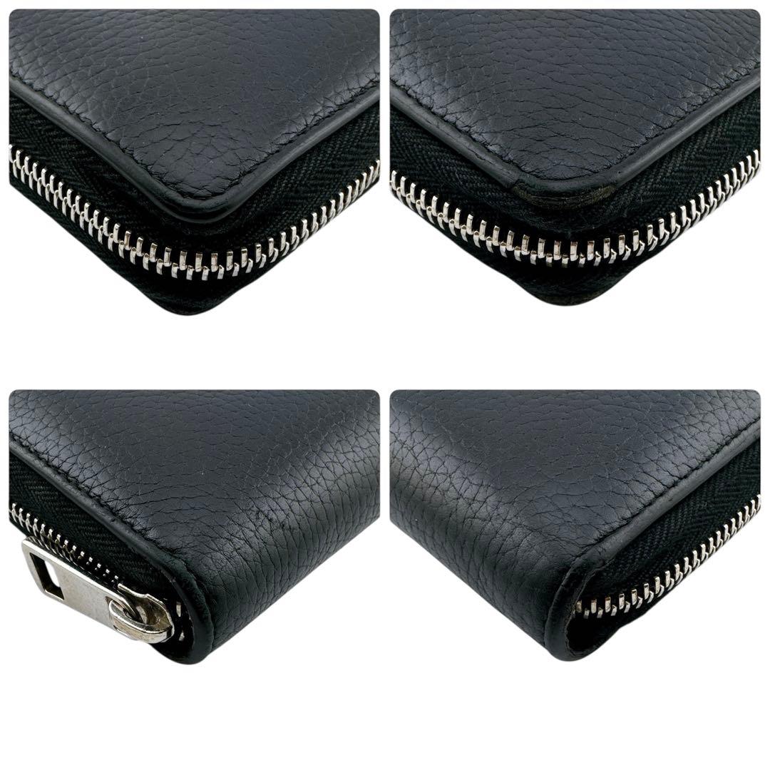 グッチ レザー GGメタル ラウンドファスナー 長財布 ブラック ユニセックス