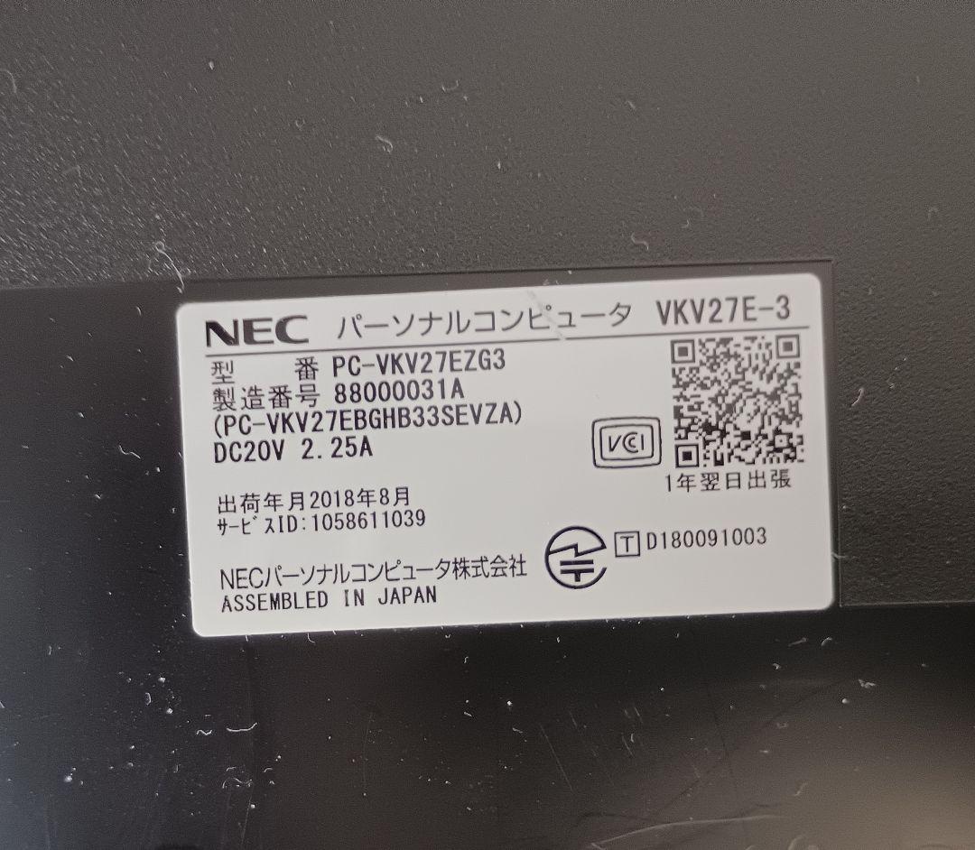 Windowsノート本体 NEC VersaPro VK27E