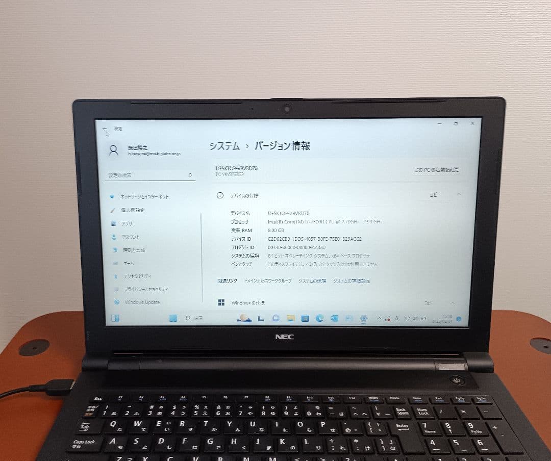 Windowsノート本体 NEC VersaPro VK27E