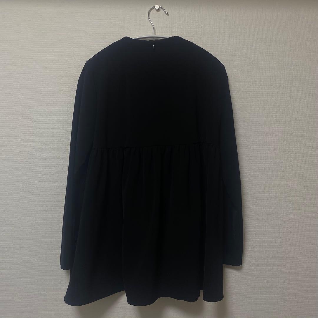 【美品】yori ヨリ リボン ブラウス オーバートップス ブラック 38