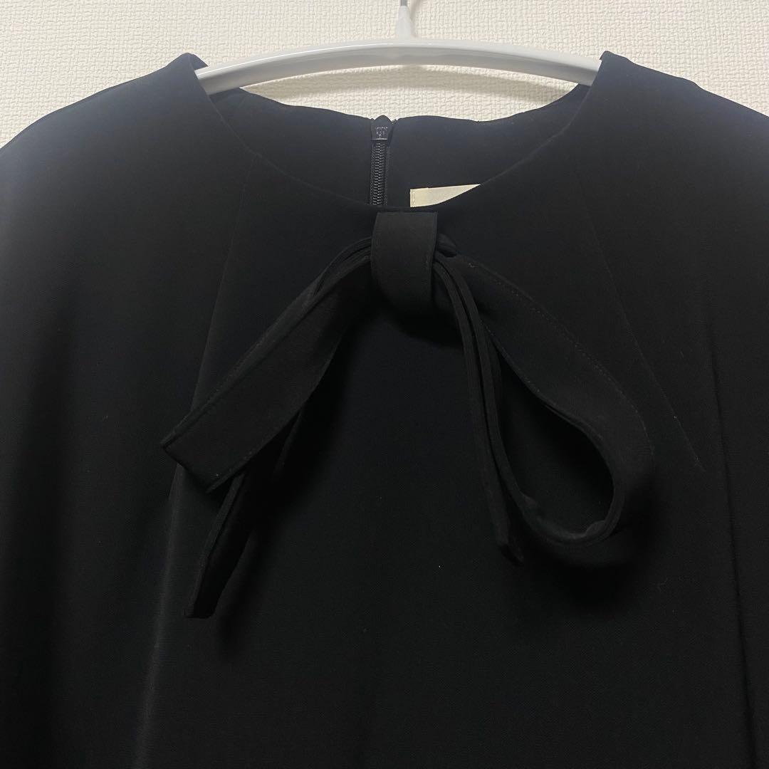 【美品】yori ヨリ リボン ブラウス オーバートップス ブラック 38