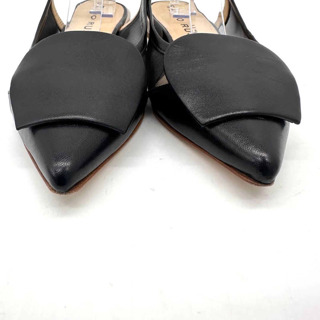 FABIO RUSCONI 【22.5】フラットパンプス メッシュ チュール 黒