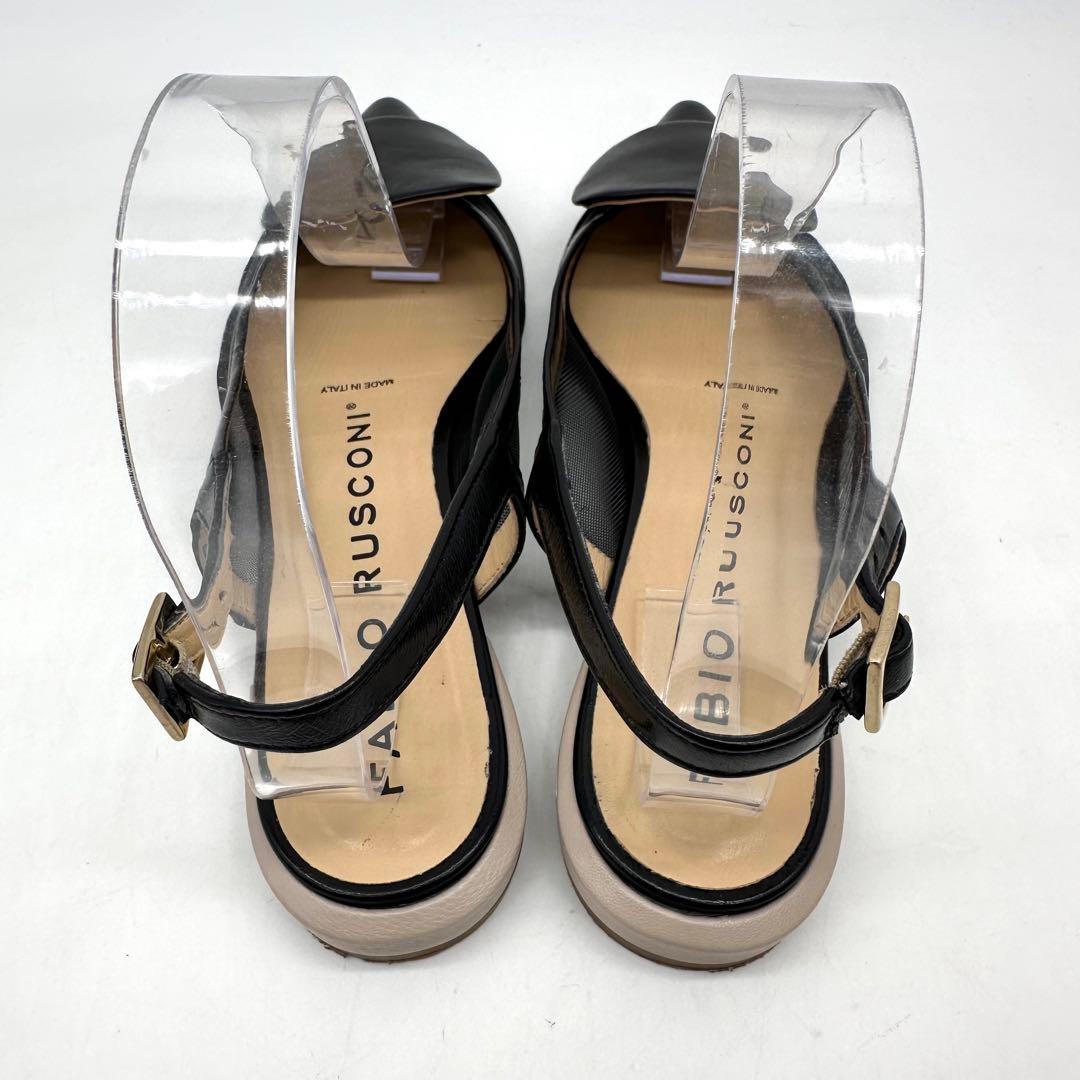 FABIO RUSCONI 【22.5】フラットパンプス メッシュ チュール 黒