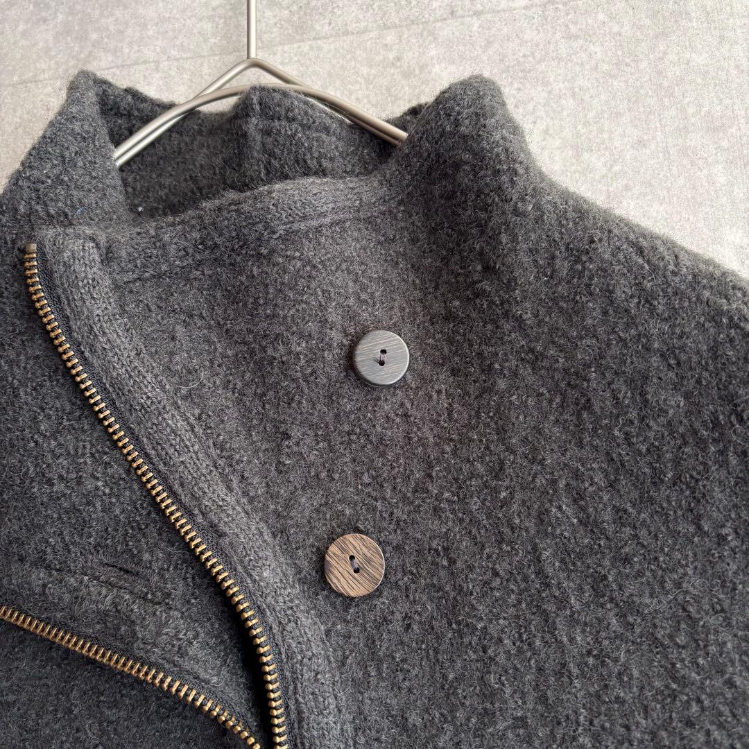 ヨーガンレール ファインウールループ ウール 縮絨 ジップアップベスト グレーL