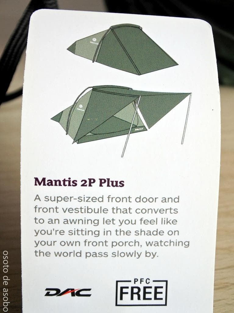 マーモット 2人用 テント マンティス グリーン 跳ね上げポール付属 キャンプ