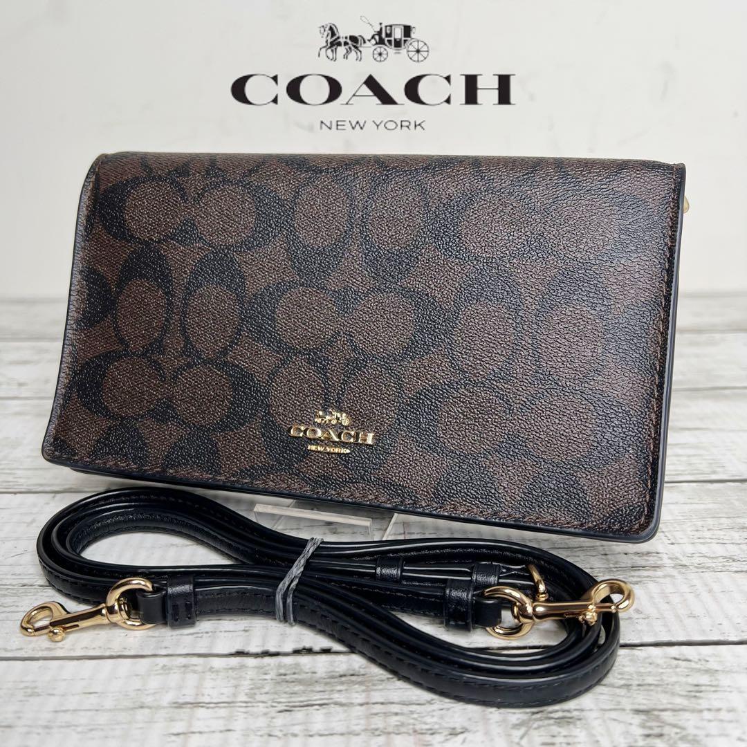 COACH コーチ レザー ウォレットショルダー クロスボディウォレット