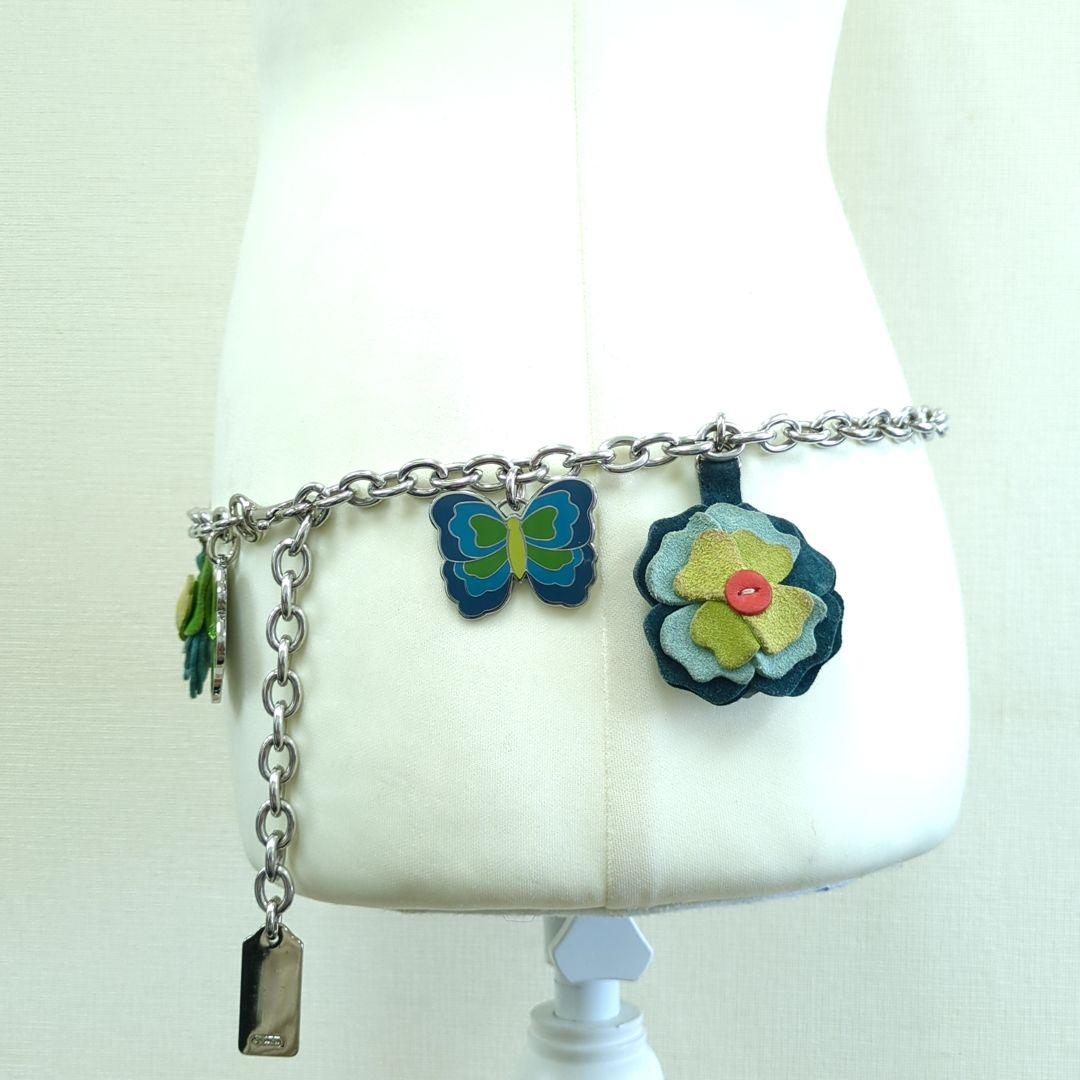 COACH　コーチ　チェーン　ベルト　フラワー　バタフライモチーフ