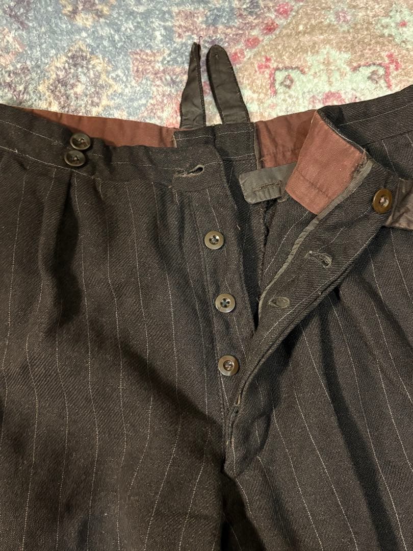 パンツ 1950s French Striped Brown Wool Trousers