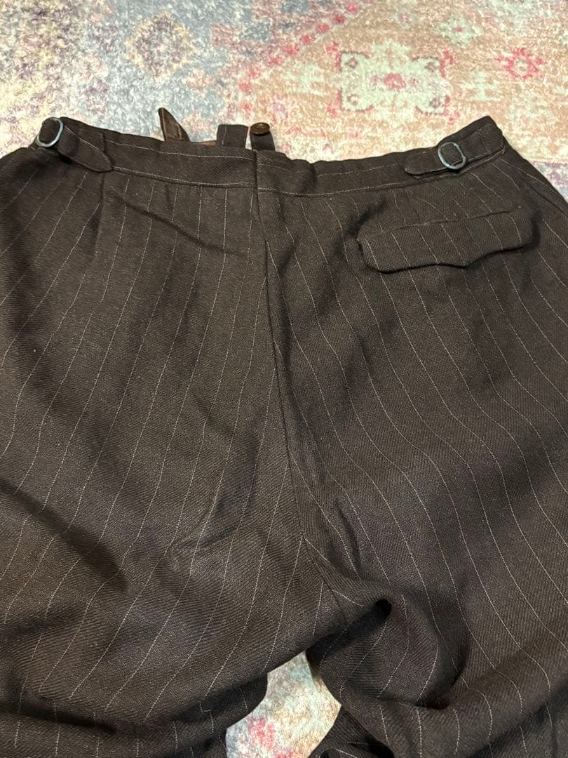 パンツ 1950s French Striped Brown Wool Trousers
