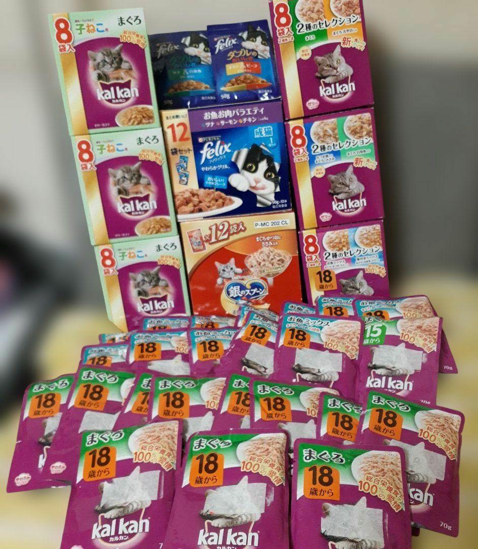 カルカンパウチ二種類70g×72袋.銀のスプーン12袋.felix12袋