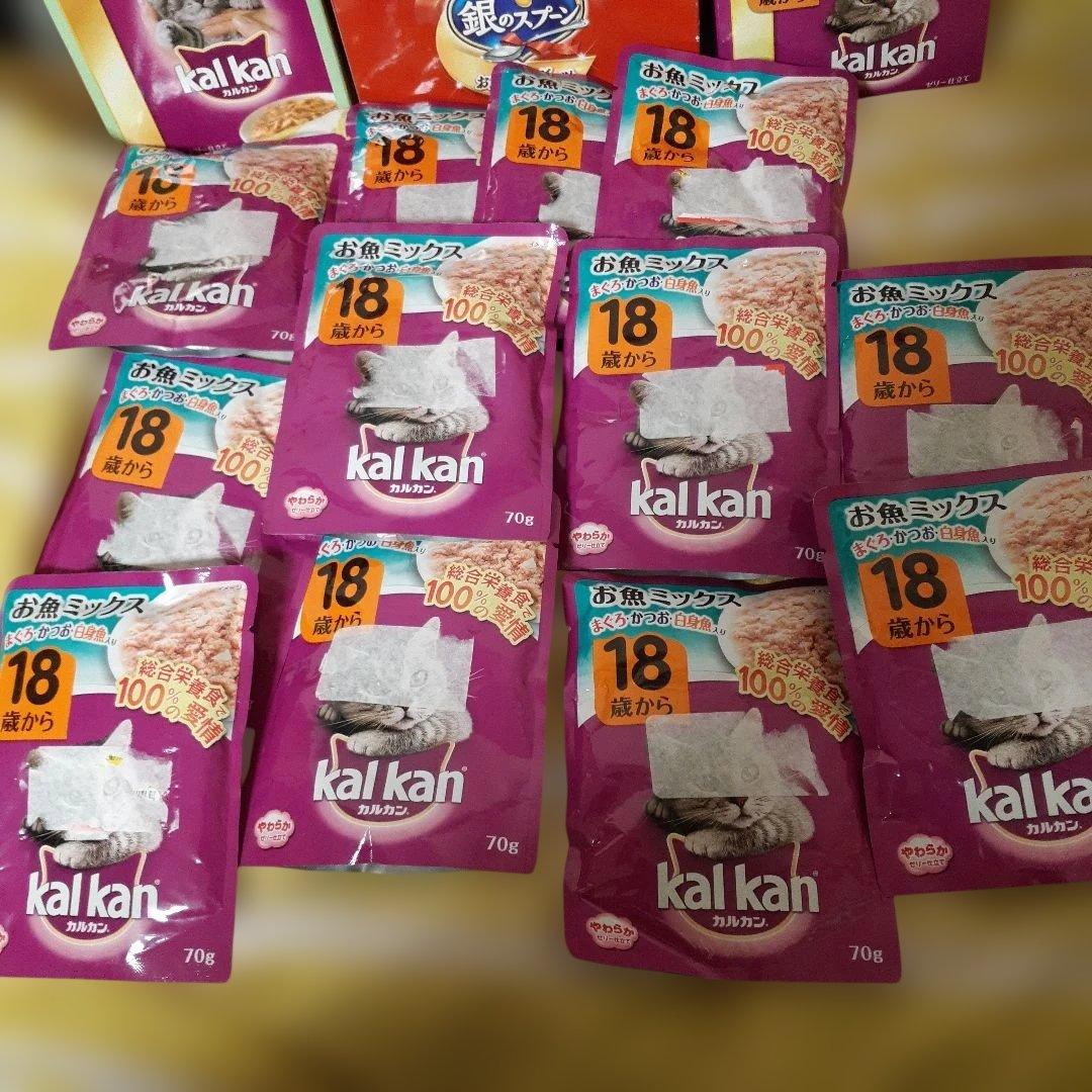 カルカンパウチ二種類70g×72袋.銀のスプーン12袋.felix12袋