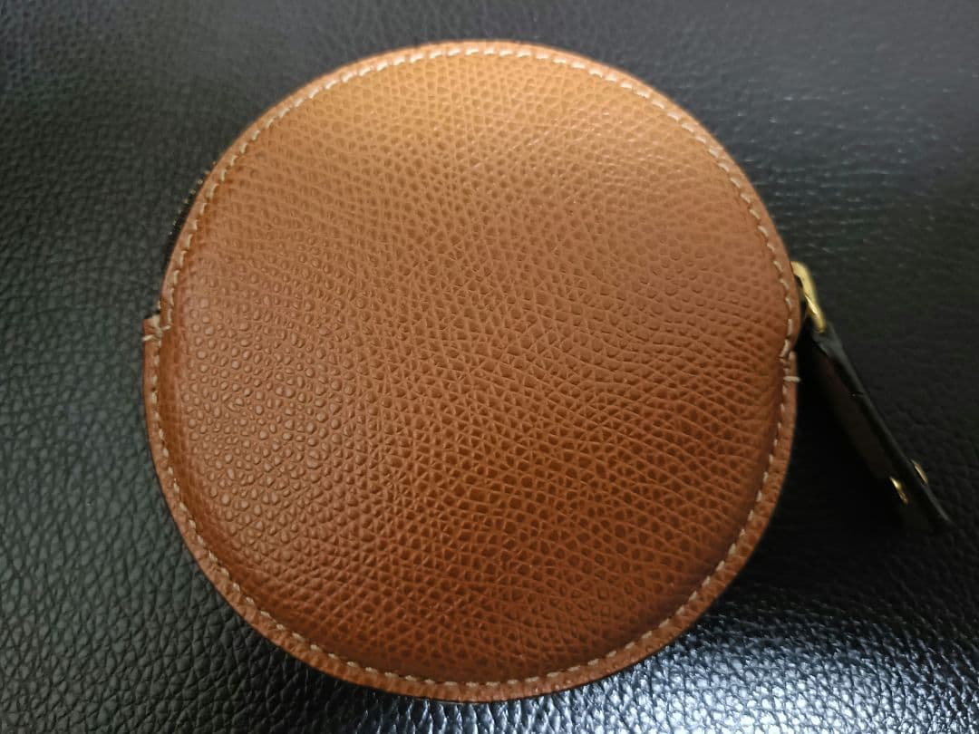 極美品☆ロエベ☆アナグラムシボ革丸型ケース☆ブラウン☆メンズレディース