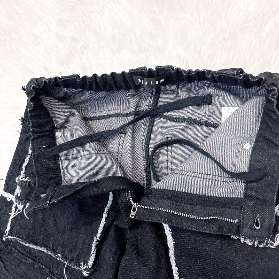 REFLEM レフレム 2WAY 切り替え　ツギハギ カーゴ　デニム　パンツ　黒