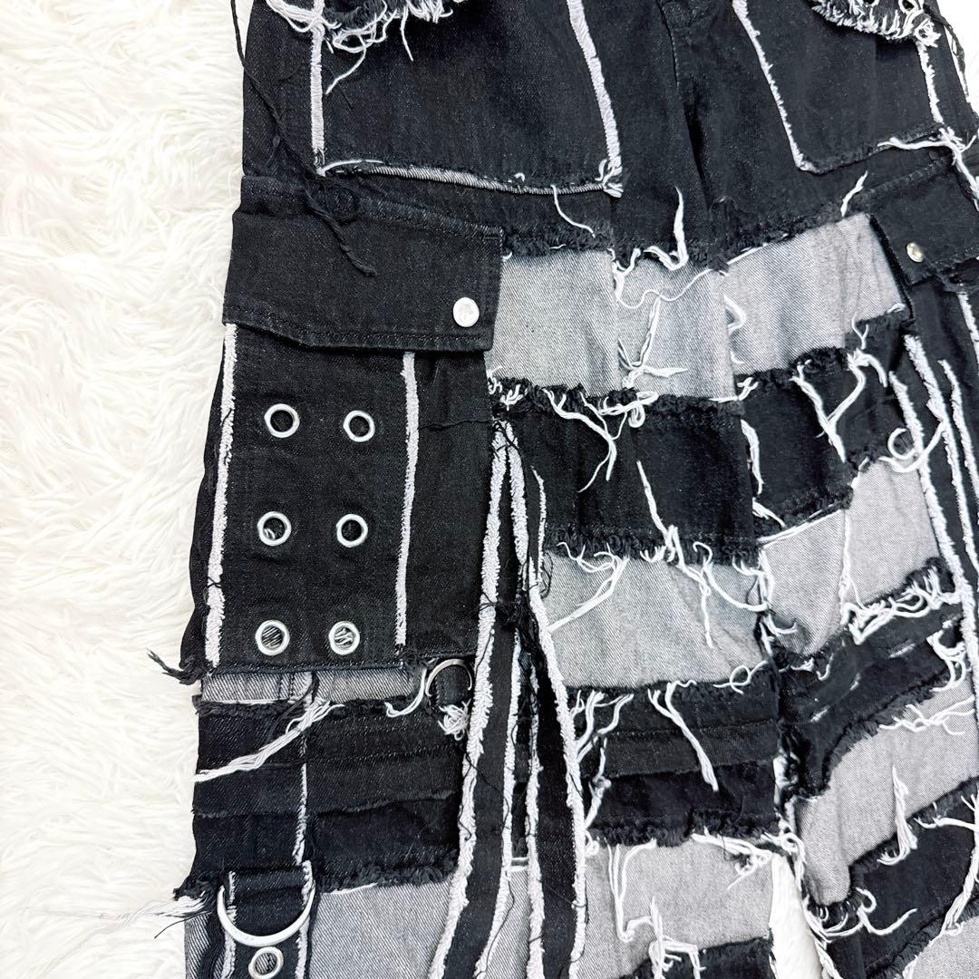 REFLEM レフレム 2WAY 切り替え　ツギハギ カーゴ　デニム　パンツ　黒