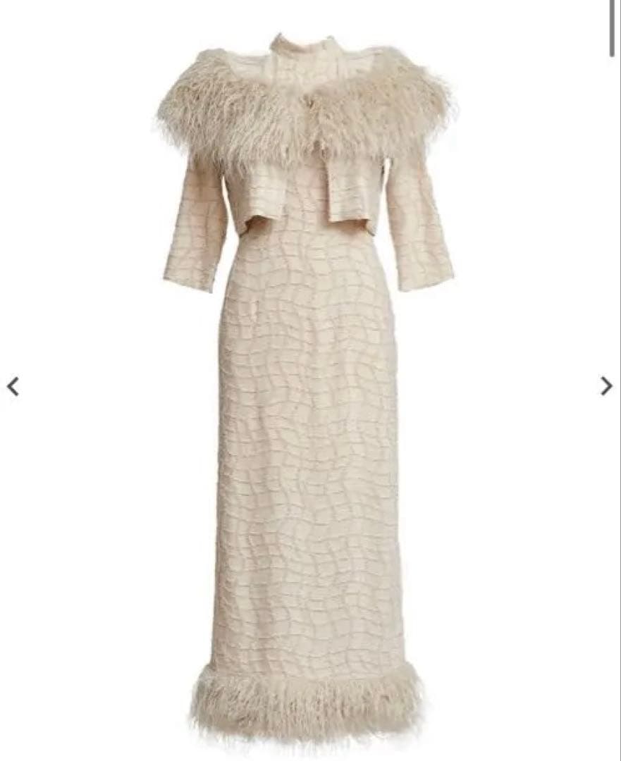 ワンピース Fur Fringe Waffle Dress Set /beige
