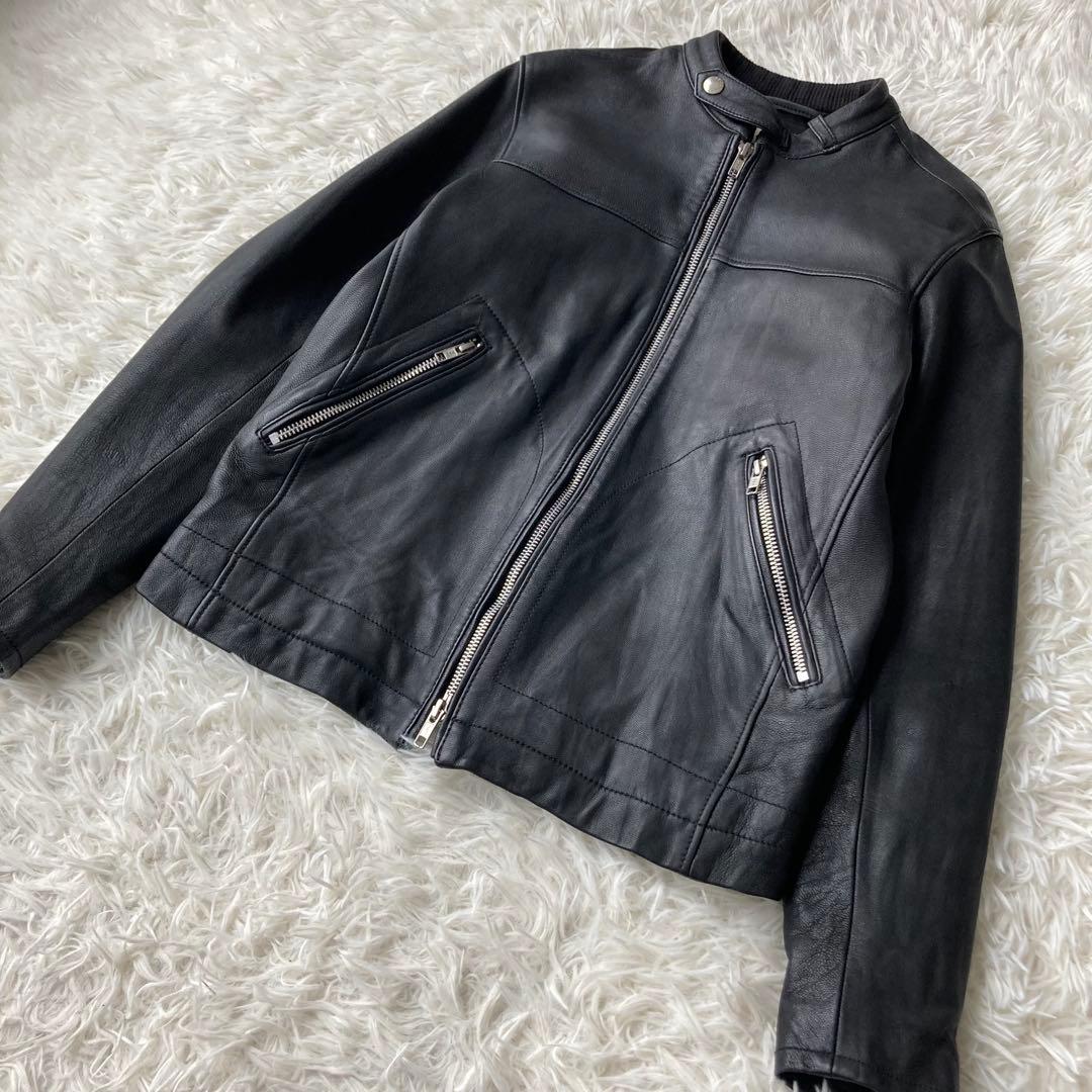【美品】 ユナイテッドアローズ レザーシングルライダース 山羊革 レディース M