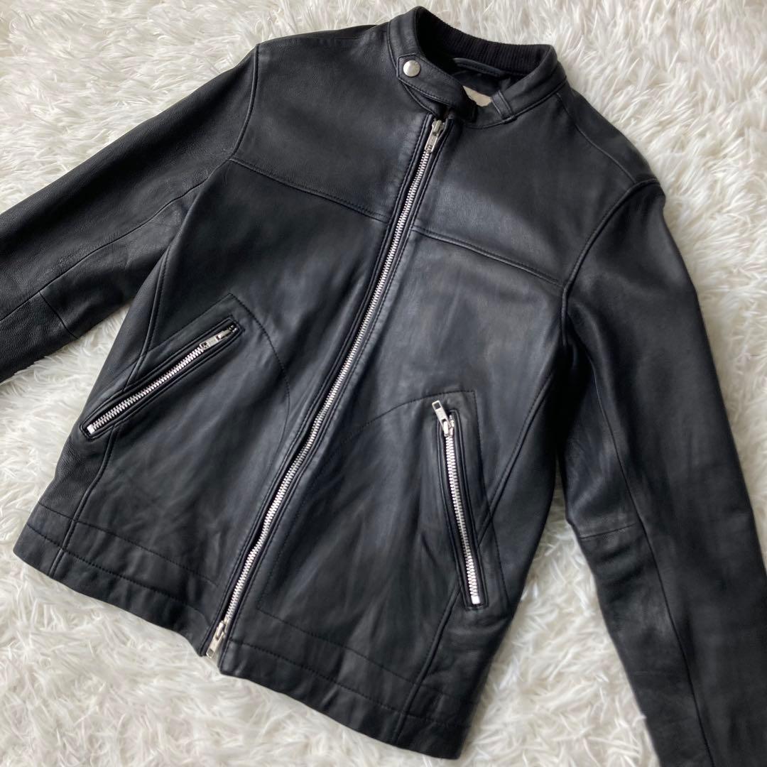 【美品】 ユナイテッドアローズ レザーシングルライダース 山羊革 レディース M
