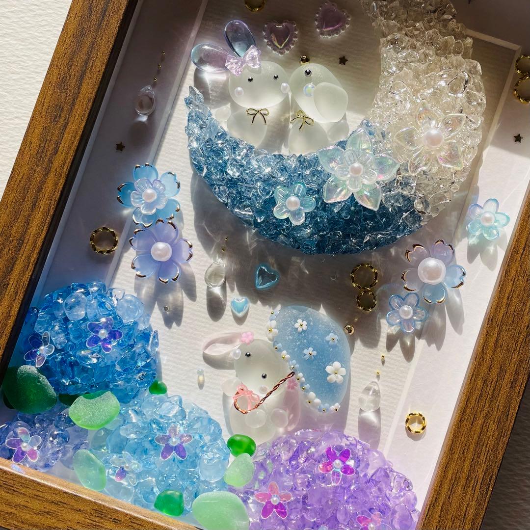 ＊三日月ともこもこ紫陽花＊シーグラスアート 梅雨
