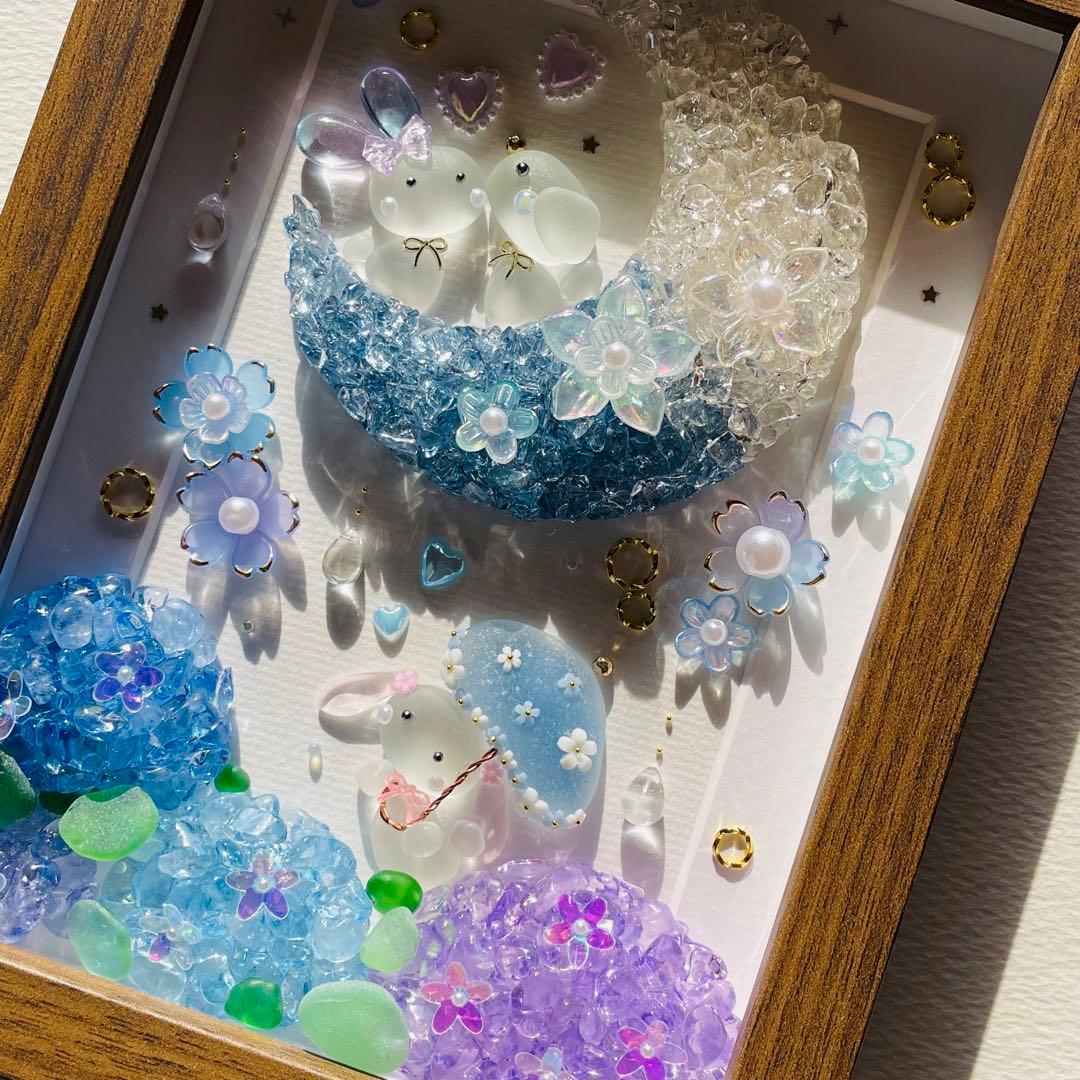 ＊三日月ともこもこ紫陽花＊シーグラスアート 梅雨