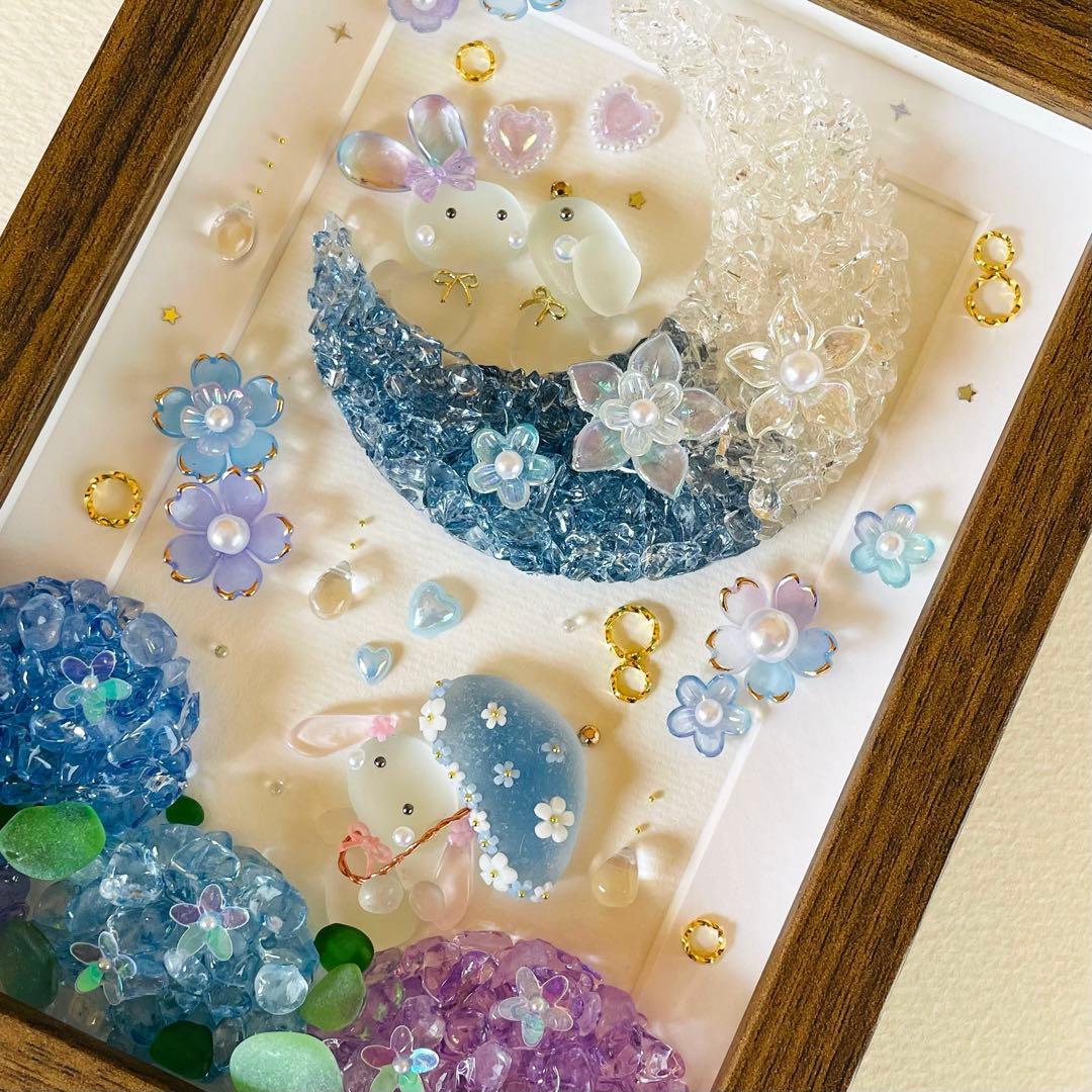 ＊三日月ともこもこ紫陽花＊シーグラスアート 梅雨
