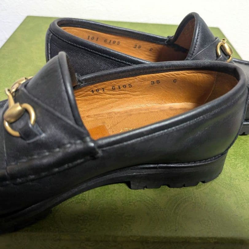 グラP様GUCCI　ヴィンテージ　ホースビットローファー　ラグソール　黒　35C