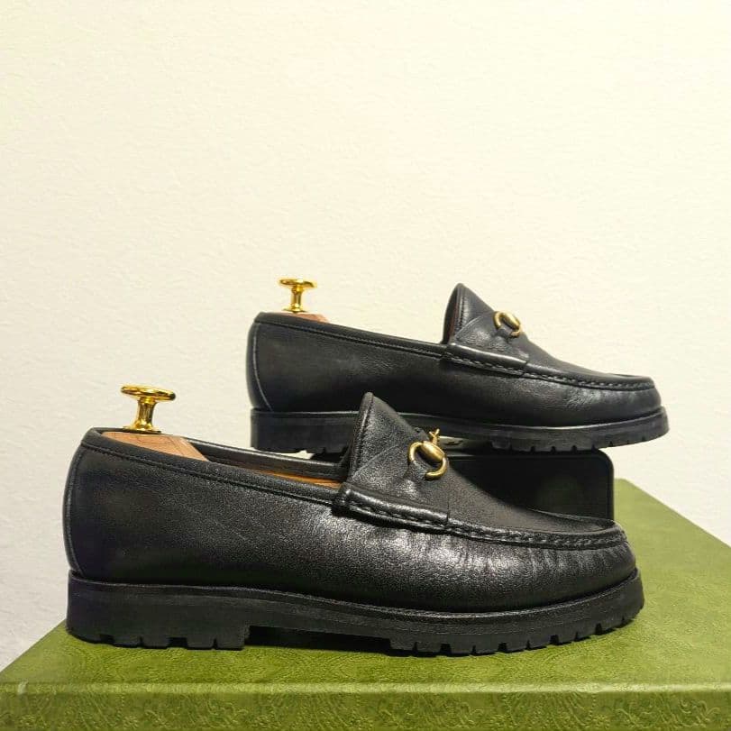 グラP様GUCCI　ヴィンテージ　ホースビットローファー　ラグソール　黒　35C