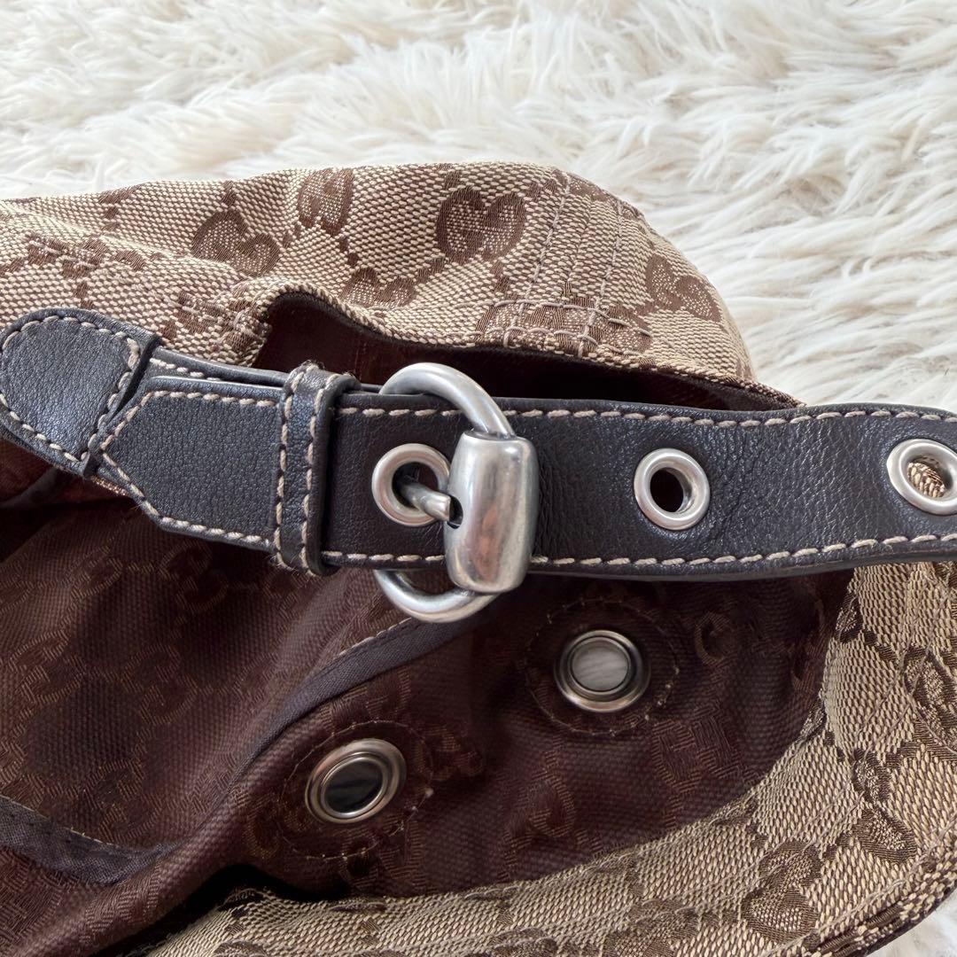 【極美品】グッチ GUCCI ワークキャップ GGスプリーム レザー キャンバス