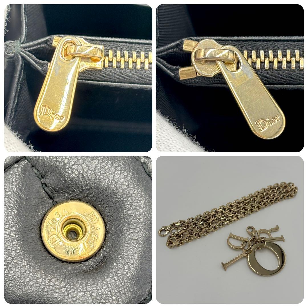美品✨ディオール カナージュ チェーンウォレット レザー ブラック