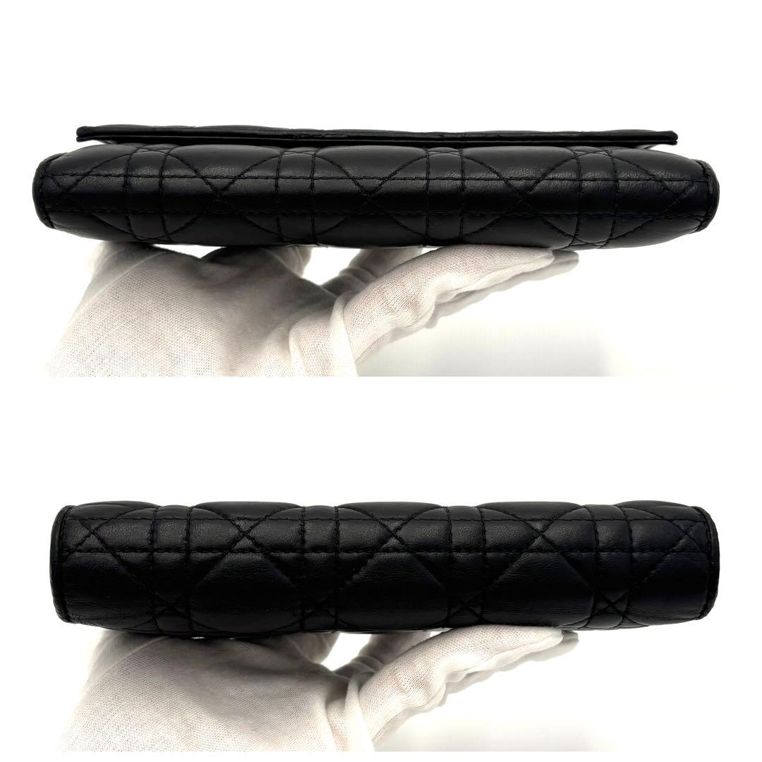 美品✨ディオール カナージュ チェーンウォレット レザー ブラック