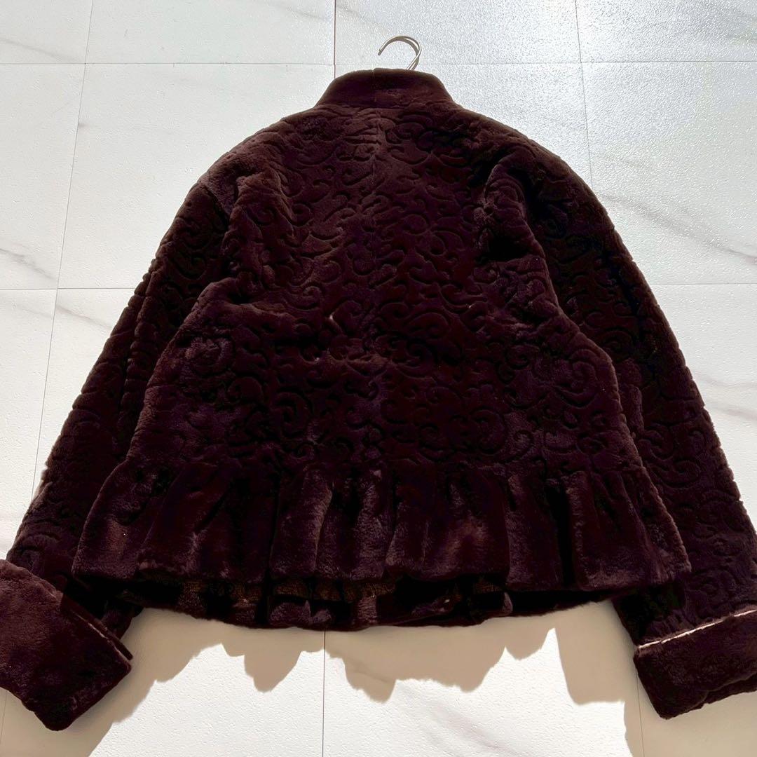 【希少】サガミンク ロイヤル ショートコート 裏地ペイズリー パープル系 F