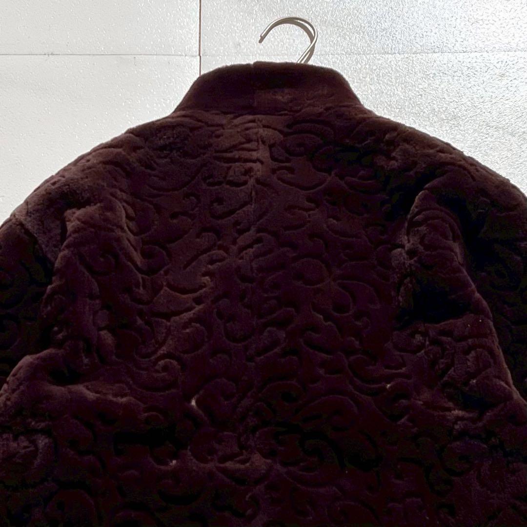 【希少】サガミンク ロイヤル ショートコート 裏地ペイズリー パープル系 F