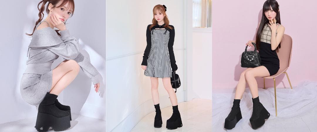 ミシェルマカロン michell macaron 厚底ストレッチショートブーツL