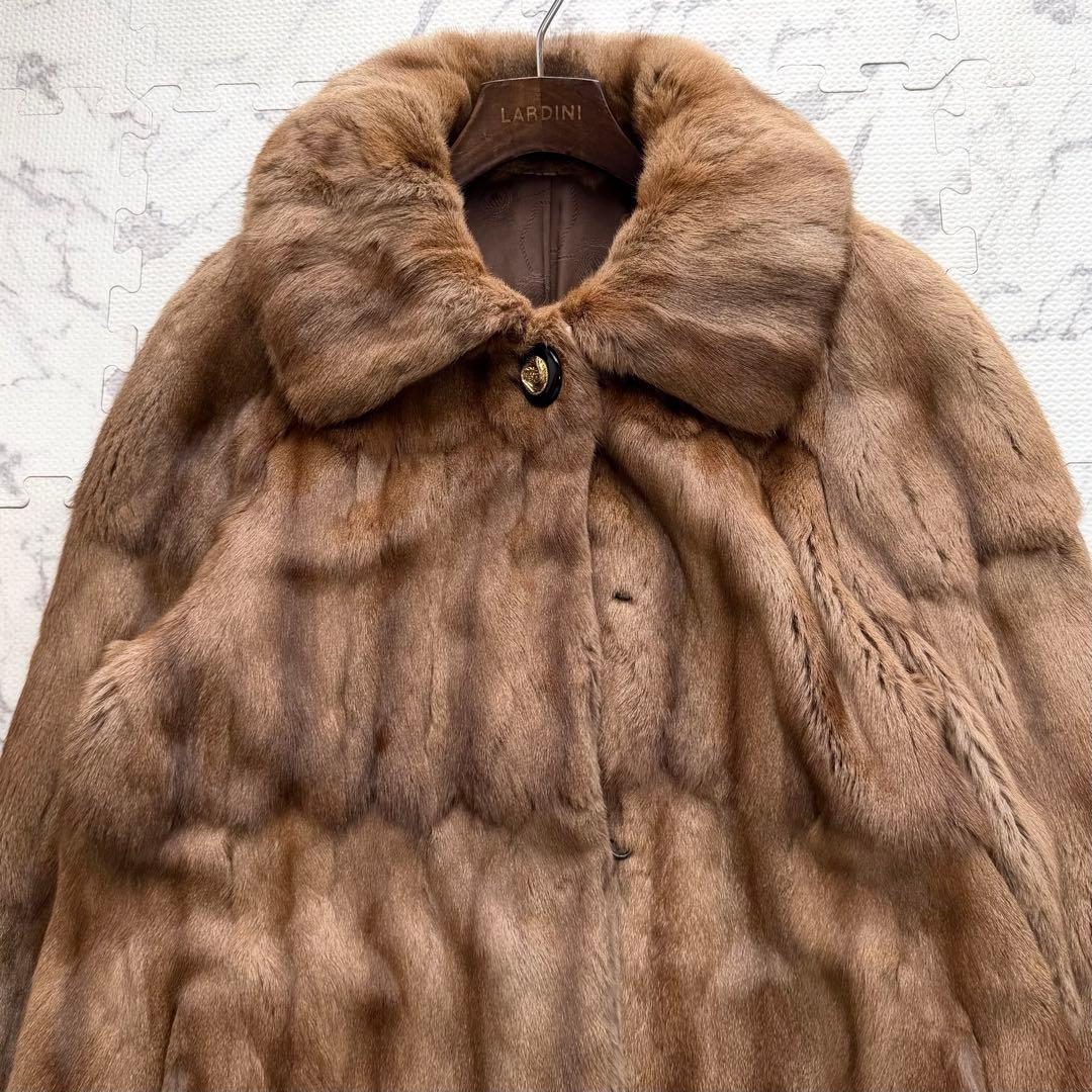 総丈112cm✨ロリス リアルファー 本毛皮 ロングコート ブラウン系 ふわふわ