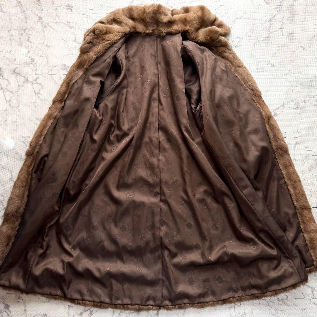 総丈112cm✨ロリス リアルファー 本毛皮 ロングコート ブラウン系 ふわふわ