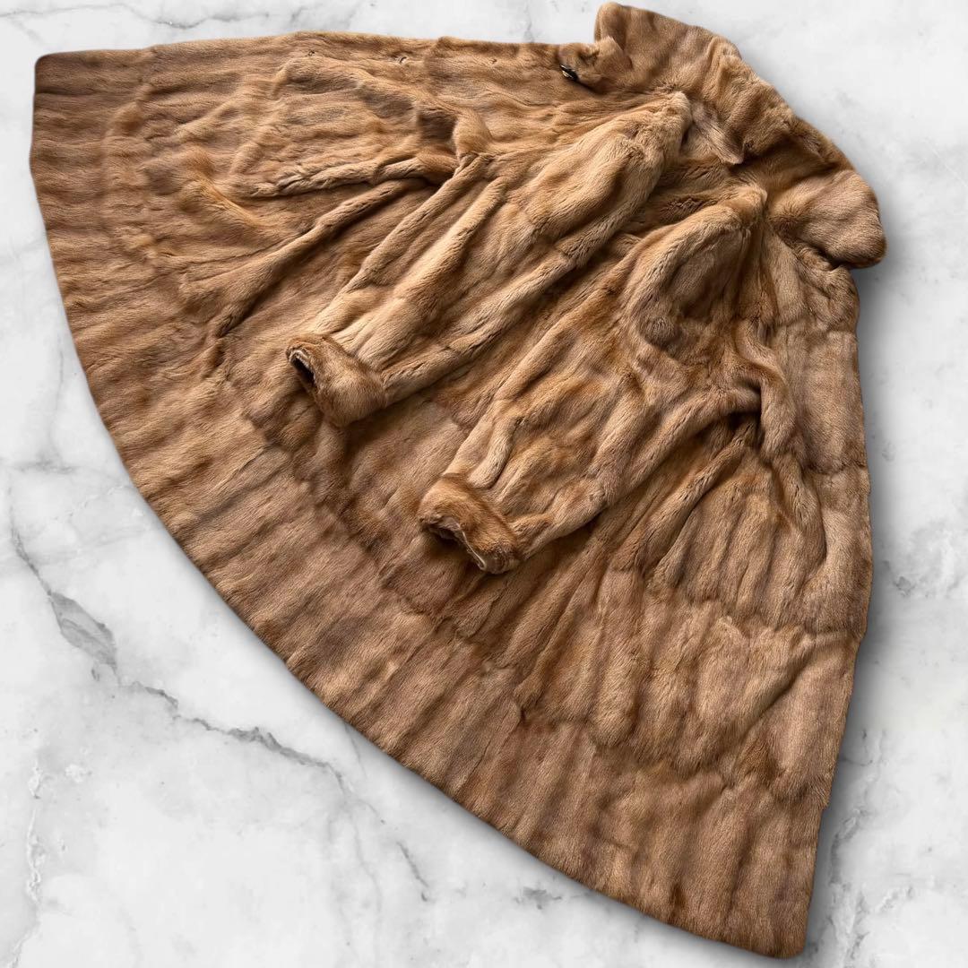 総丈112cm✨ロリス リアルファー 本毛皮 ロングコート ブラウン系 ふわふわ