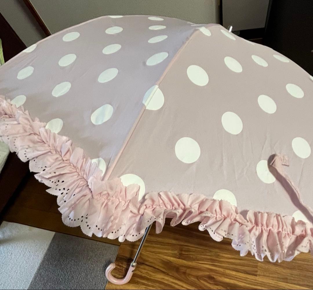 アンジェリックプリティ　晴雨兼用折りたたみ傘　ピンク　ドットフリル