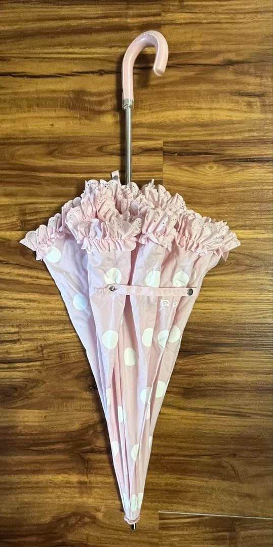 アンジェリックプリティ　晴雨兼用折りたたみ傘　ピンク　ドットフリル