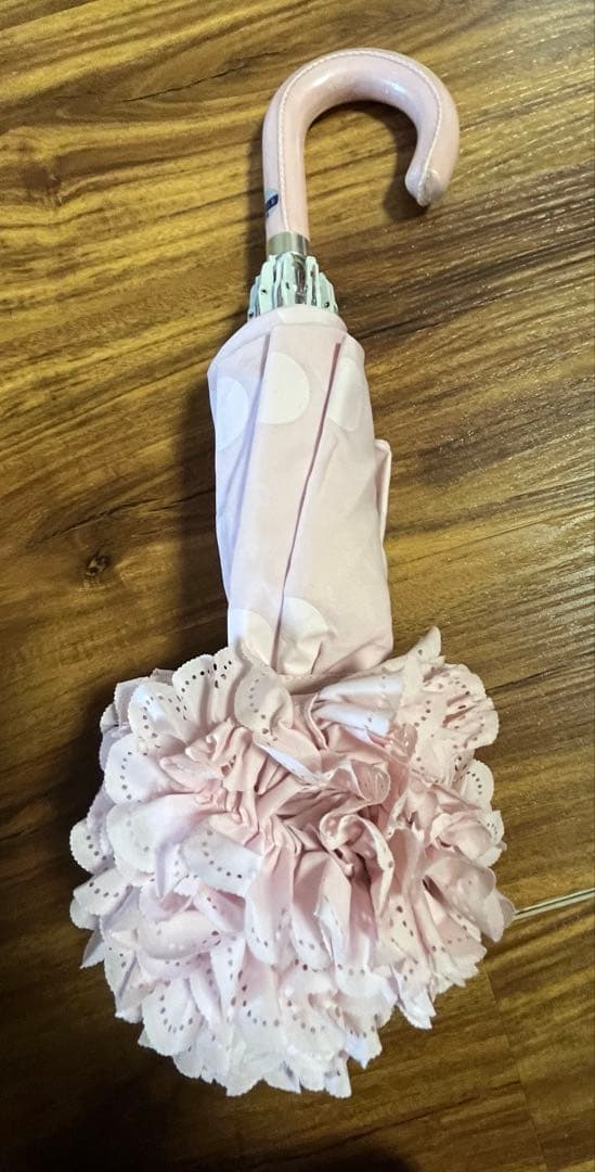 アンジェリックプリティ　晴雨兼用折りたたみ傘　ピンク　ドットフリル