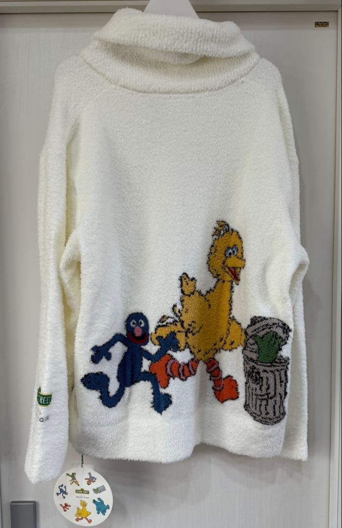 ジェラートピケ　新品　ジャガード　ショール　カーディガン　セサミストリート