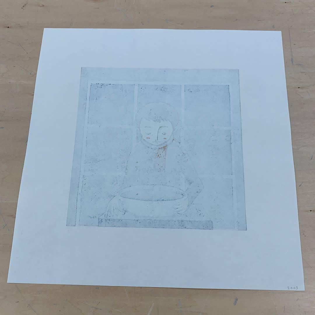 鈴木敦子「僕と月々」2003年　限定15 木版画