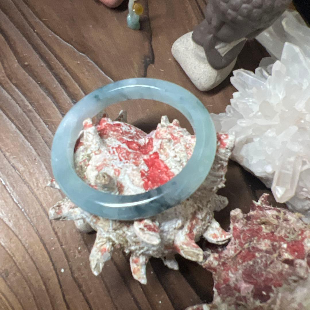 本翡翠、個性的水墨画、 氷糯種バングル　〜51.5