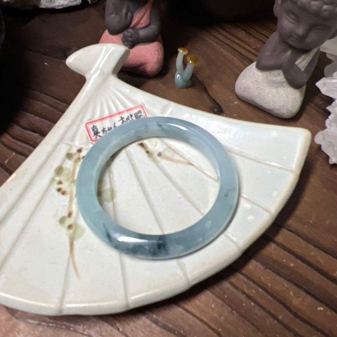 本翡翠、個性的水墨画、 氷糯種バングル　〜51.5