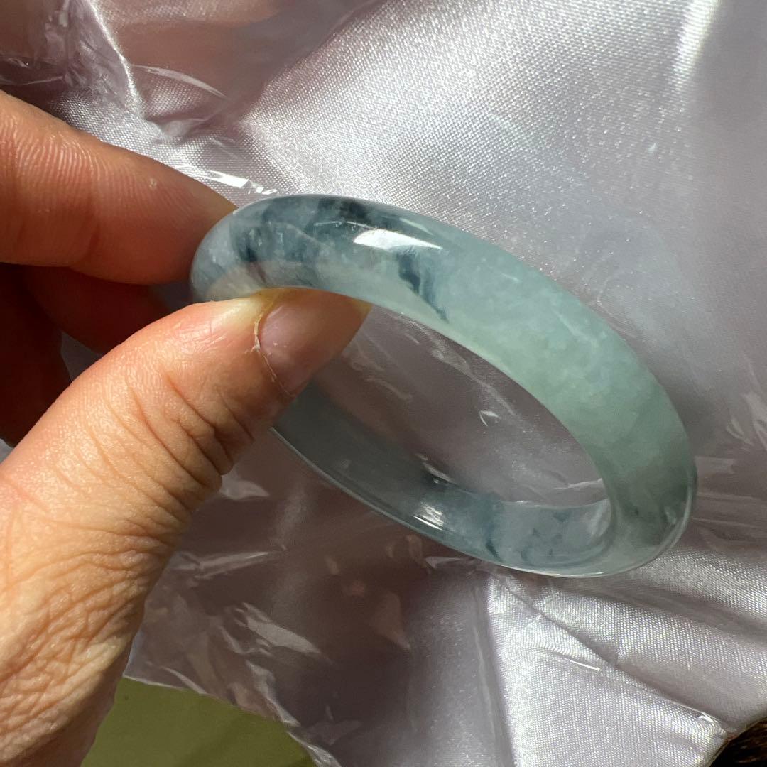 本翡翠、個性的水墨画、 氷糯種バングル　〜51.5