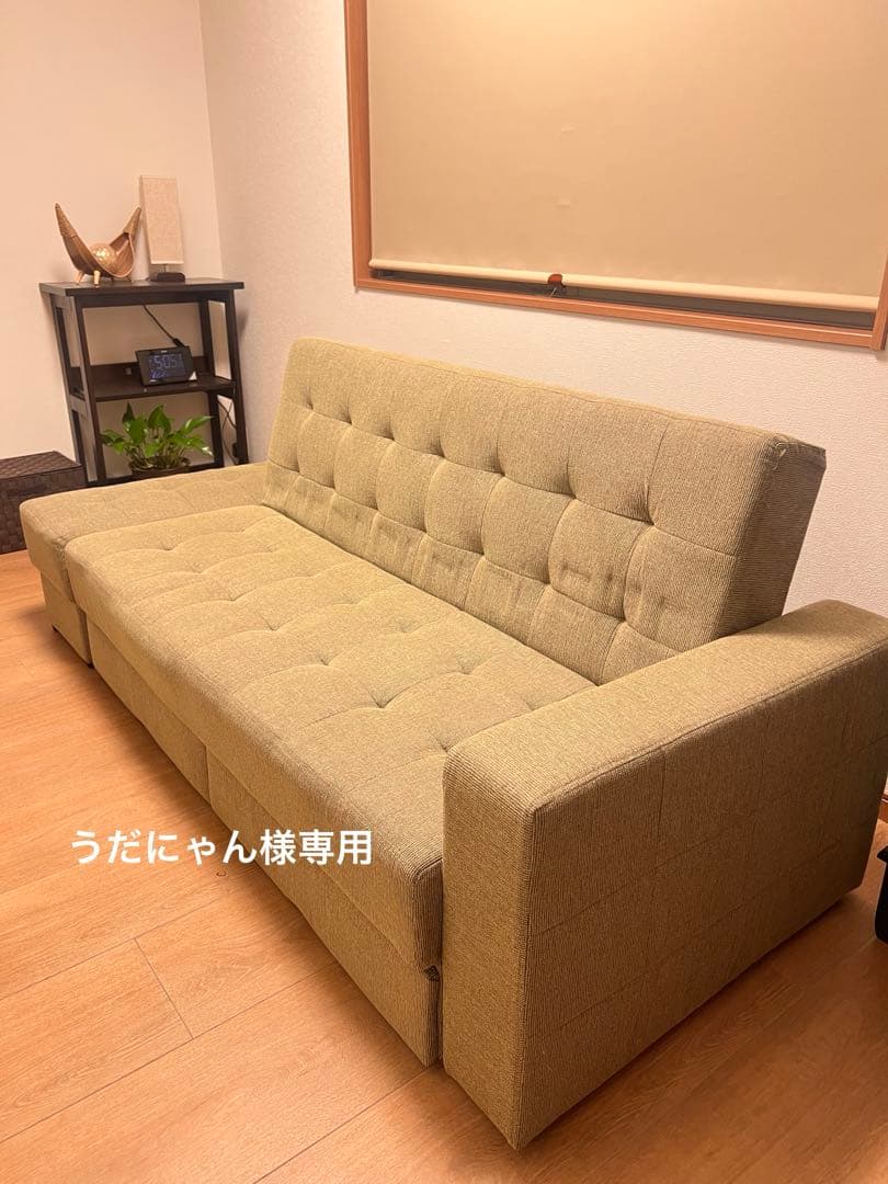 収納付きソファベッド　2-3人掛け　グリーン