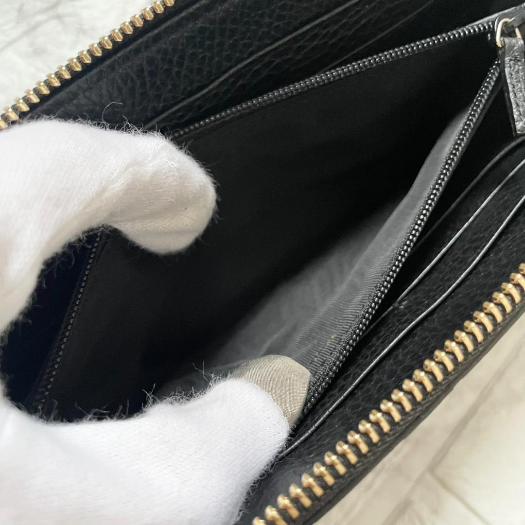 未使用級✨GUCCI グッチ 長財布 シマ GG L字ファスナー レザー 黒