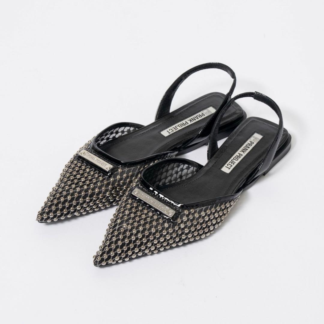 ポインテッドフラットビジューパンプス