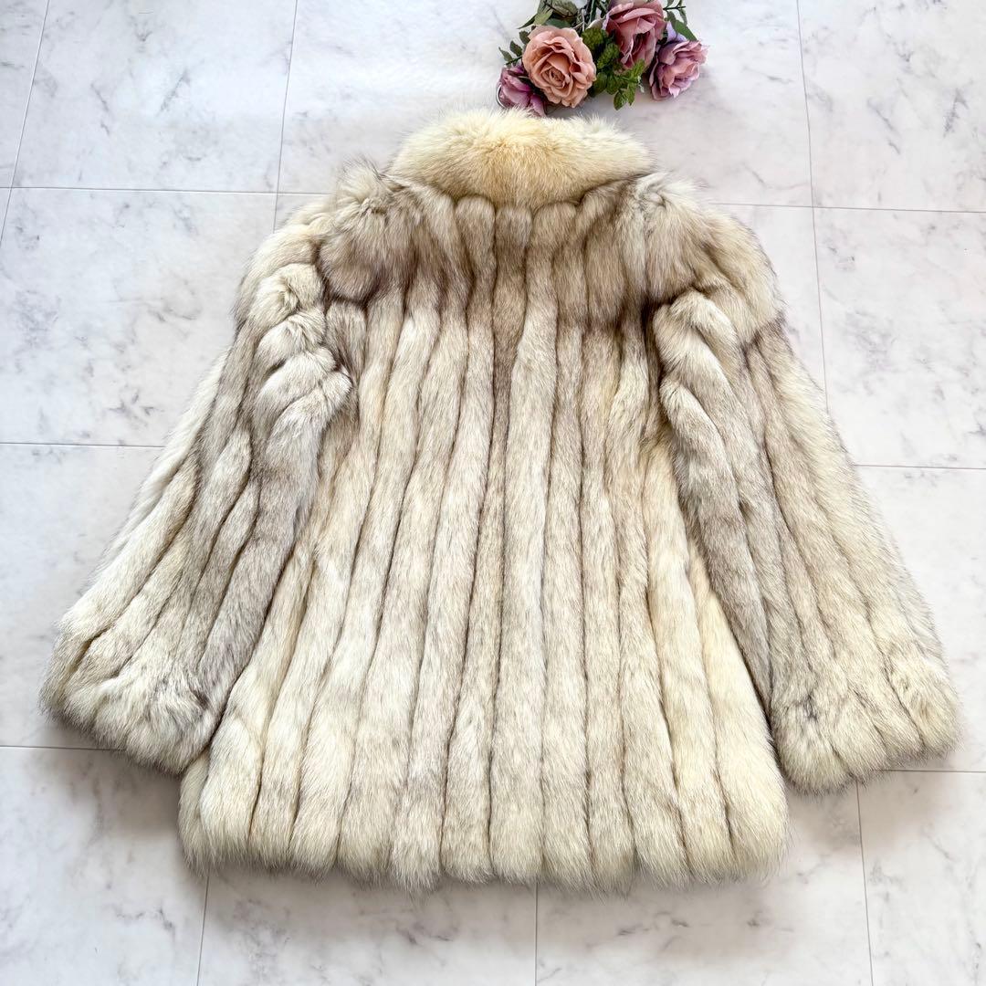 ボリューム◎ブルーフォックス ファーコート リアルファー 毛皮 毛並み◎