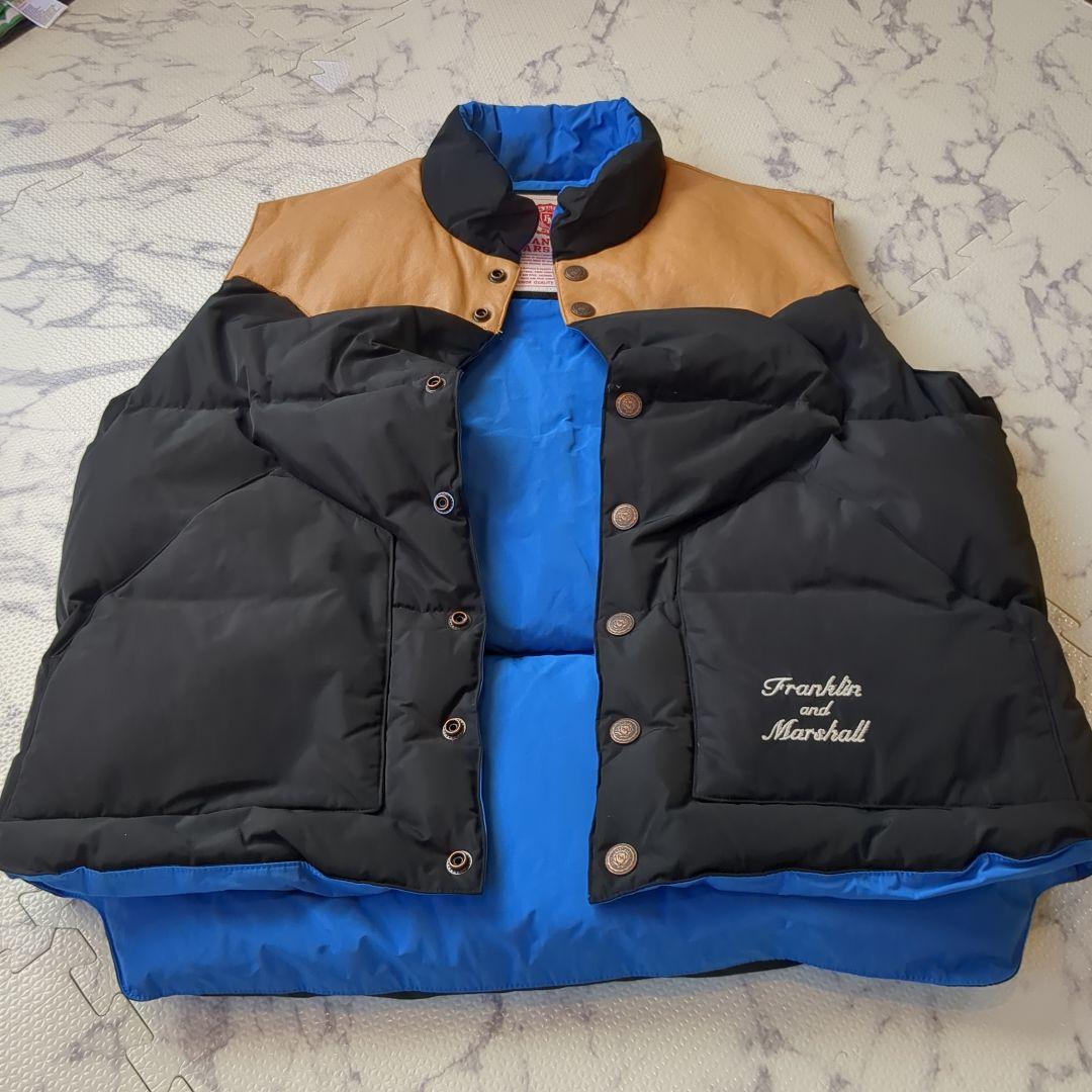 FRANKLIN MARSHALL ダウンベスト 黒/茶/青　Lサイズ